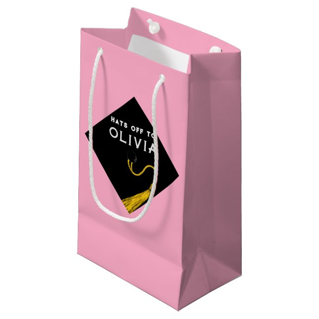 Sac cadeau personnalisé Pink Graduated Medium (Devant Angle)