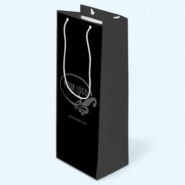 Sac cadeau personnalisé pour vin logo d'entreprise (MISOOK Black & Grey Wine Bag with Logo)