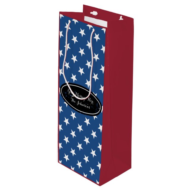 Sac cadeau personnalisé pour vin | motif étoile pa (Devant Angle)