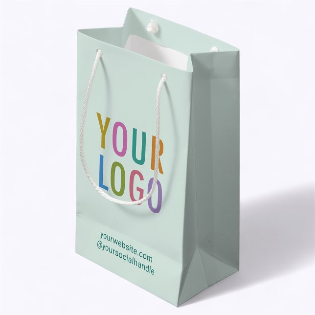Sac cadeau petit format 8,5 pouces Logo d'entrepri (MISOOK 5 x 3 x 8.5 inch Mint Green Small Gift Bag with Logo)