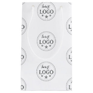 Sac cadeau petit format blanc classique avec logo