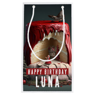 Sac Cadeau Petit gâteau d'Anniversaire Rouge -