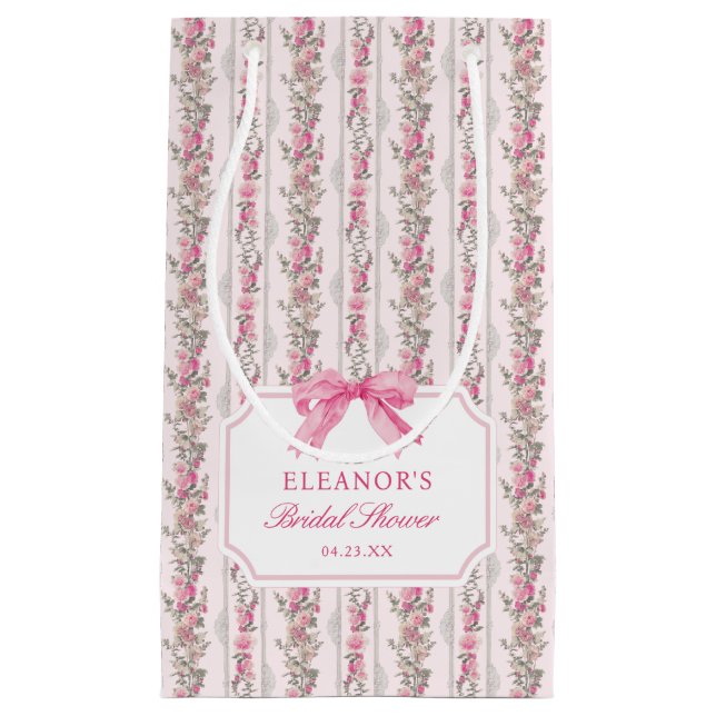 Sac cadeau petit pour Baby Shower Coquette Ruban R (Devant)