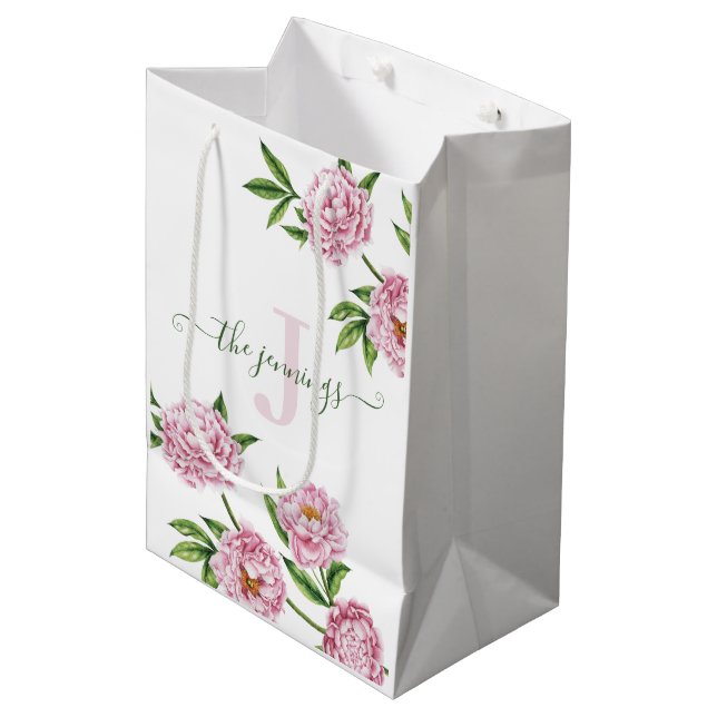 Sac cadeau photo aquarelle avec monogramme et pivo (Devant Angle)