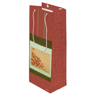 SAC CADEAU POUR BOUTEILLE 掛け軸のようなワイン用ペーパーギフトバッグ (紅葉と流水紋)