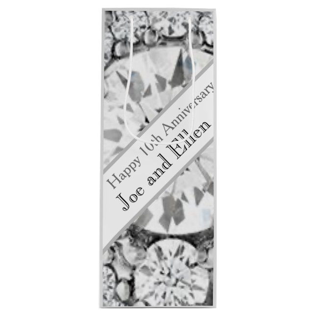 Sac Cadeau Pour Bouteille 10e anniversaire du Mariage Diamond (Devant)
