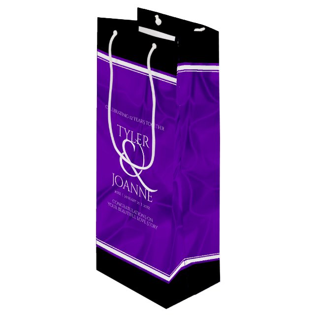 Sac Cadeau Pour Bouteille 12ème anniversaire de la Mariage de soie (Devant Angle)