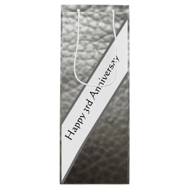 Sac Cadeau Pour Bouteille 3e anniversaire, Anniversaire du cuir (Devant)
