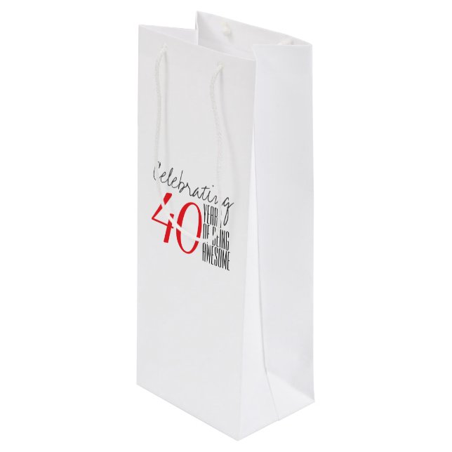 Sac Cadeau Pour Bouteille 40 ans d'être génial (Devant Angle)