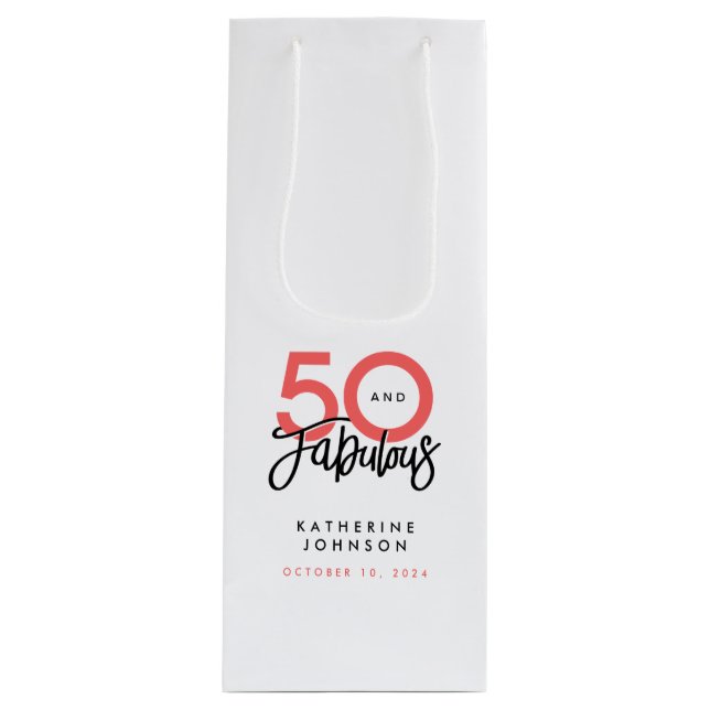 Sac Cadeau Pour Bouteille 50 et fabuleux Elégant 50e anniversaire (Devant)