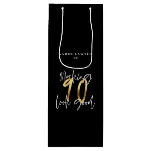 Sac Cadeau Pour Bouteille 90 ans d'or 