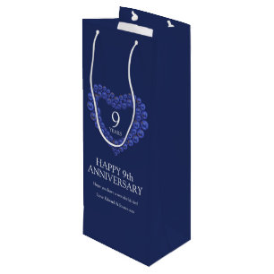 Sac Cadeau Pour Bouteille 9e anniversaire mariage Lapis Lazuli coeur bleu