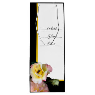 Sac Cadeau Pour Bouteille Abeille sur roses rose jaune Fleurs