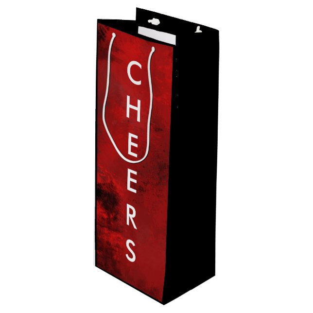 Sac Cadeau Pour Bouteille Abstrait moderne noir et rouge - Bravo (Devant Angle)