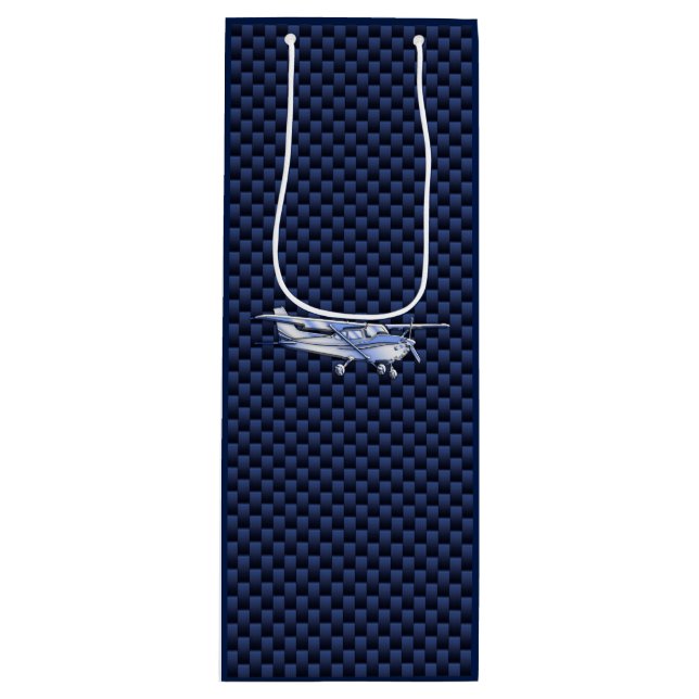 Sac Cadeau Pour Bouteille Aéronef Classique Chrome Cessna Flying Carbon Fibr (Devant)