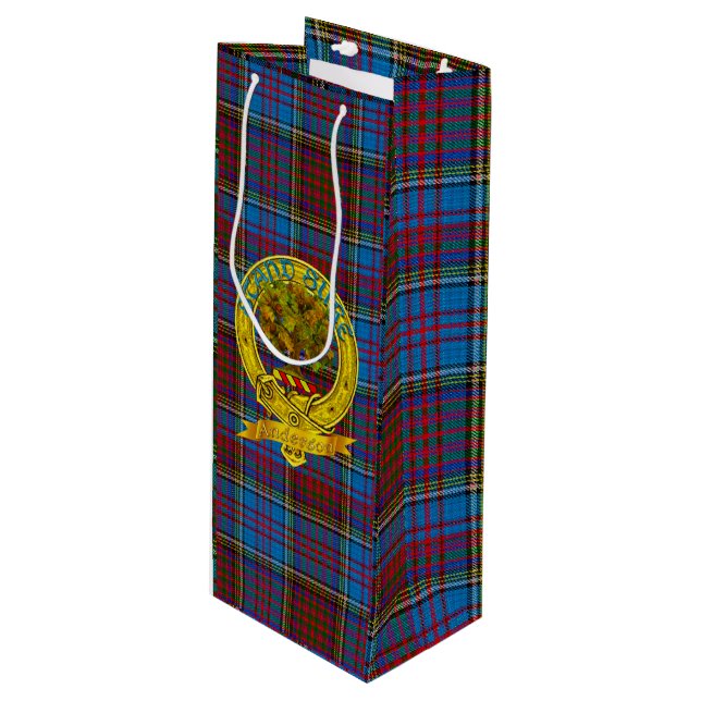 Sac Cadeau Pour Bouteille Anderson Clan Tartan et Motif (Devant Angle)