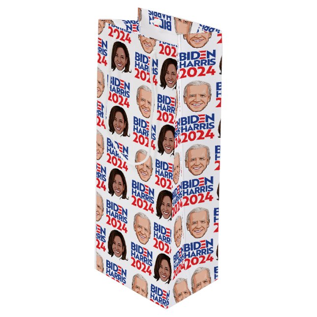 Sac Cadeau Pour Bouteille Anniversaire de Biden Harris 2024 (Devant Angle)