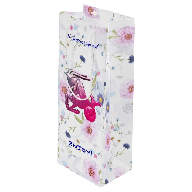 Sac Cadeau Pour Bouteille Anniversaire de Capricorn (Devant Angle)