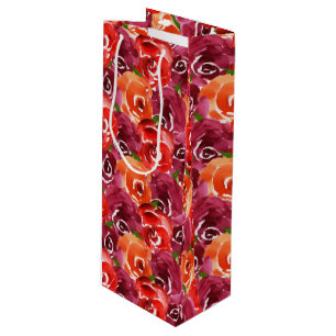 Sac Cadeau Pour Bouteille Aquarelle Floral Collage