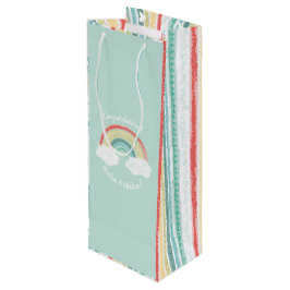 Sac Cadeau Pour Bouteille Baby shower arc-en-ciel