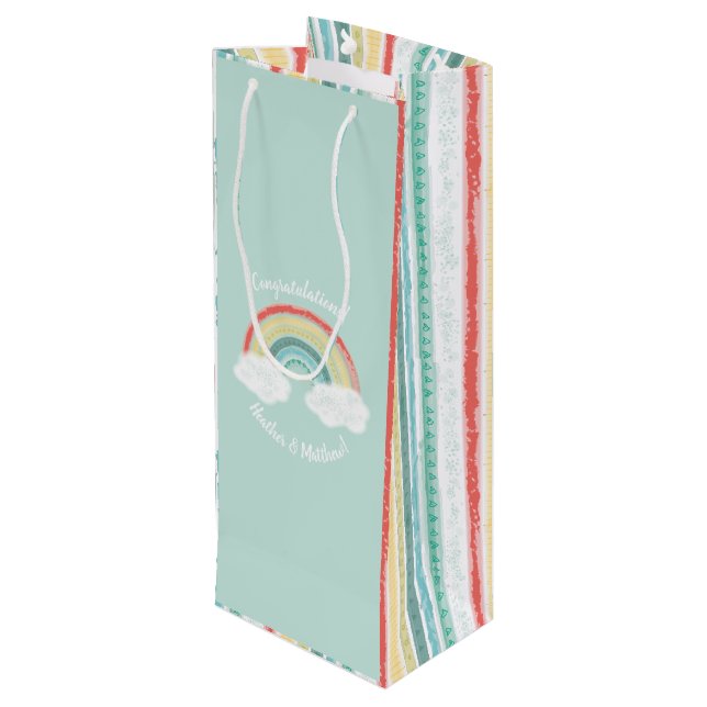 Sac Cadeau Pour Bouteille Baby shower arc-en-ciel (Dos Angle)