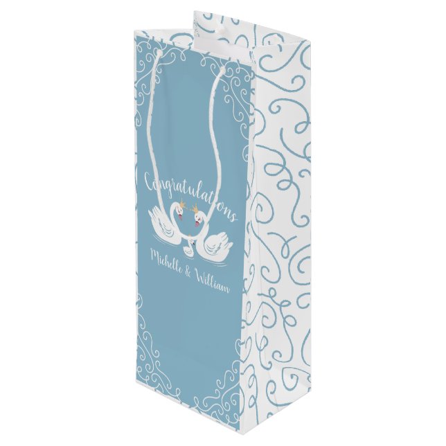 Sac Cadeau Pour Bouteille Baby shower Blue Boy Swan (Dos Angle)