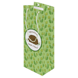 Sac Cadeau Pour Bouteille Baby shower de l'ours couché Bois