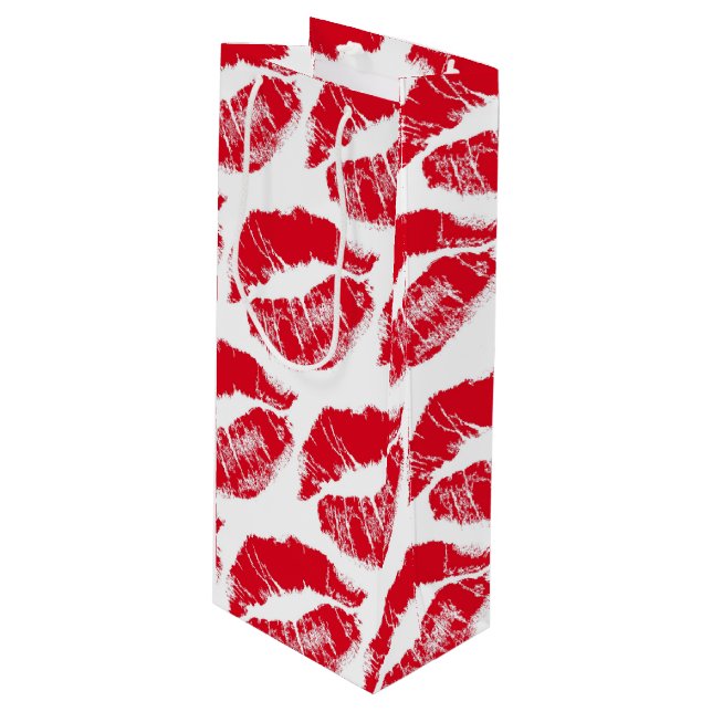 Sac Cadeau Pour Bouteille baisers rouge à lèvres (Devant Angle)