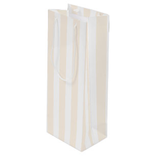 Sac Cadeau Pour Bouteille Bande de bonbons beige et blanche