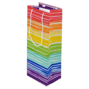 Sac Cadeau Pour Bouteille Bandes arc-en-ciel inondées