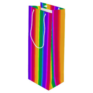 Sac Cadeau Pour Bouteille Bandes arc-en-ciel irrégulières