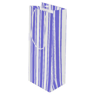 Sac Cadeau Pour Bouteille Bandes de bonbons bleu et blanc
