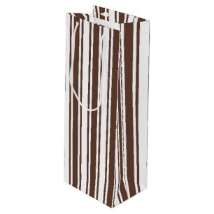 Sac Cadeau Pour Bouteille Bandes de bonbons brun et blanc chocolat