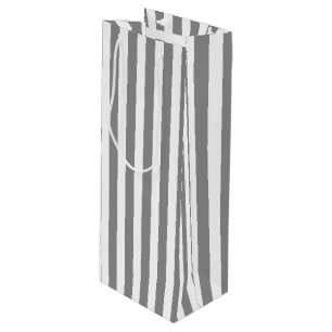 Sac Cadeau Pour Bouteille Bandes de bonbons grises et blanches