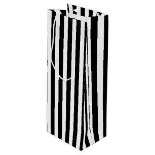 Sac Cadeau Pour Bouteille Bandes de bonbons noir et blanc