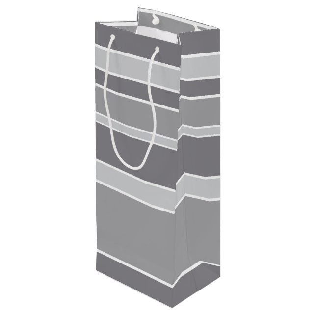 Sac Cadeau Pour Bouteille Bandes grises (Dos Angle)