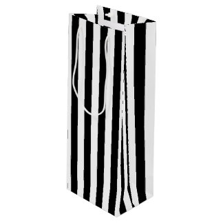 Sac Cadeau Pour Bouteille Bandes verticales en noir et blanc