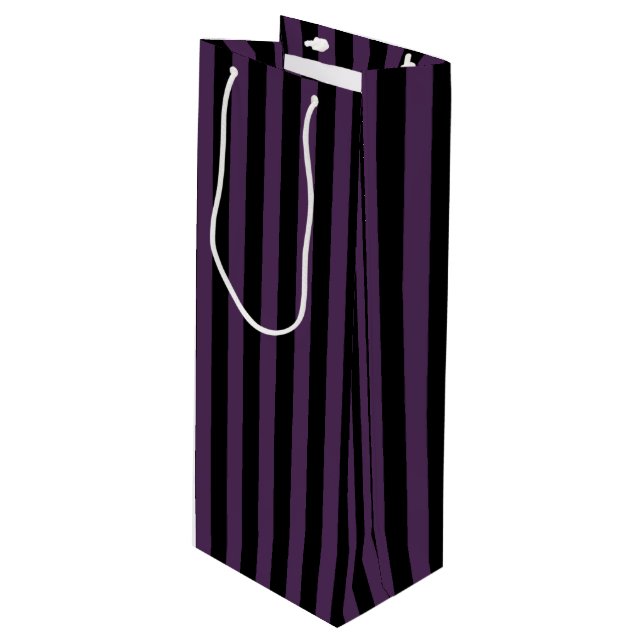 Sac Cadeau Pour Bouteille Bandes violettes foncées et noires (Devant Angle)