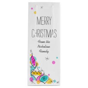 Sac Cadeau Pour Bouteille Baubles Arbre Rétro Coin Noël Vin texte
