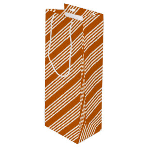 Sac Cadeau Pour Bouteille Beige et orange brûlé cinq rayures motif