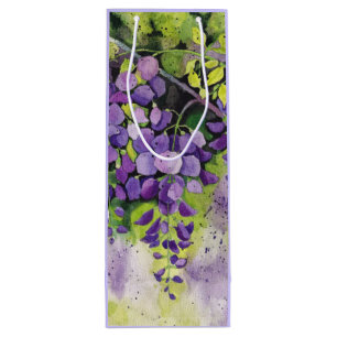 Sac Cadeau Pour Bouteille Belles Fleurs De Wisteria En Aquarelle