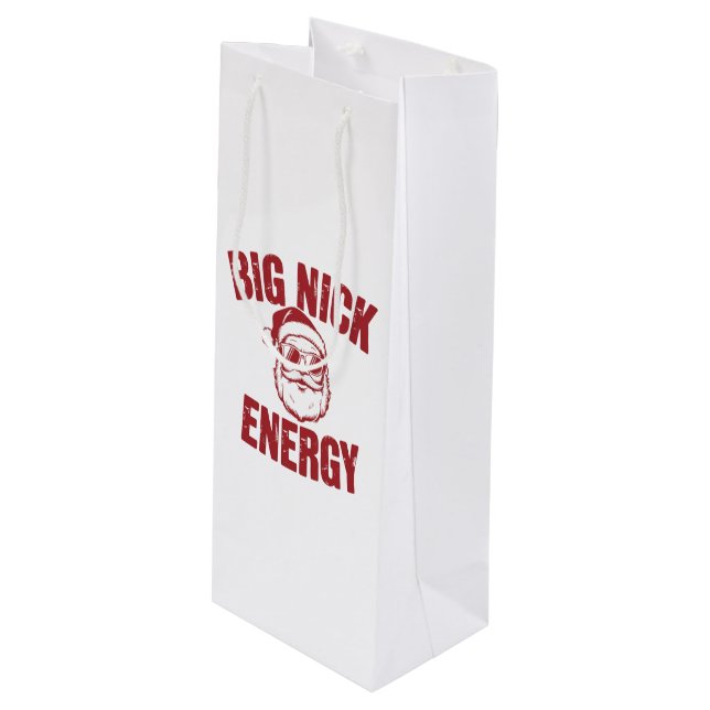 Sac Cadeau Pour Bouteille Big Nick Energy Funny Père Noël Rude Christmas Jok (Devant Angle)