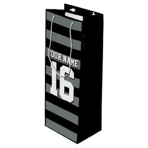 Sac Cadeau Pour Bouteille Black Charcoal Team Jersey Preppy Stripe