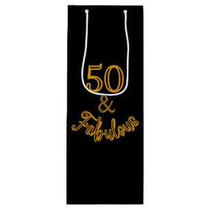 Sac Cadeau Pour Bouteille Black et Gold 50 et Fabulous