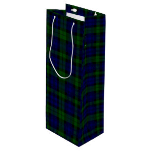 Sac Cadeau Pour Bouteille Black Watch Tartan bleu vert Plaid