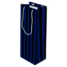 Sac Cadeau Pour Bouteille Bleu et noir bonbons rayés