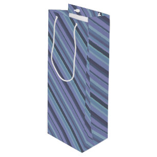 Sac Cadeau Pour Bouteille Bleu-gris bandes diagonales
