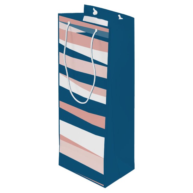 Sac Cadeau Pour Bouteille Bleu rose et blanc Abstrait (Dos Angle)