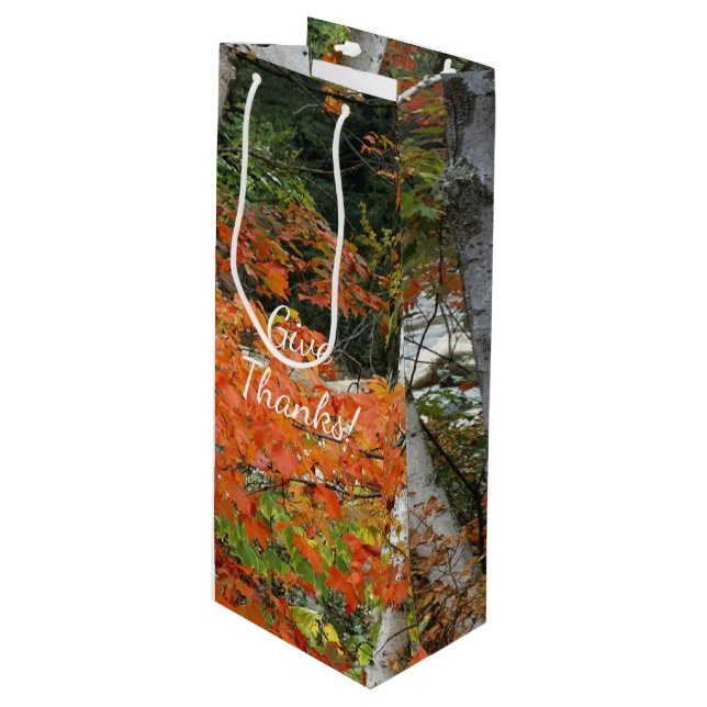 Sac Cadeau Pour Bouteille bouleaux d'automne Thanksgiving (Devant Angle)