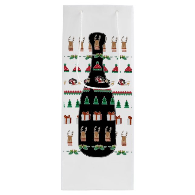 Sac Cadeau Pour Bouteille Bouteille de Champagne de vacances de Noël (Devant)